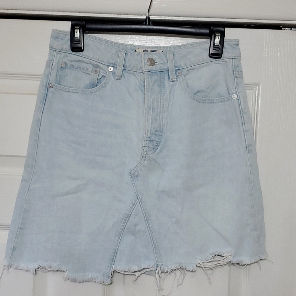 Free People Distressed Denim Skirt